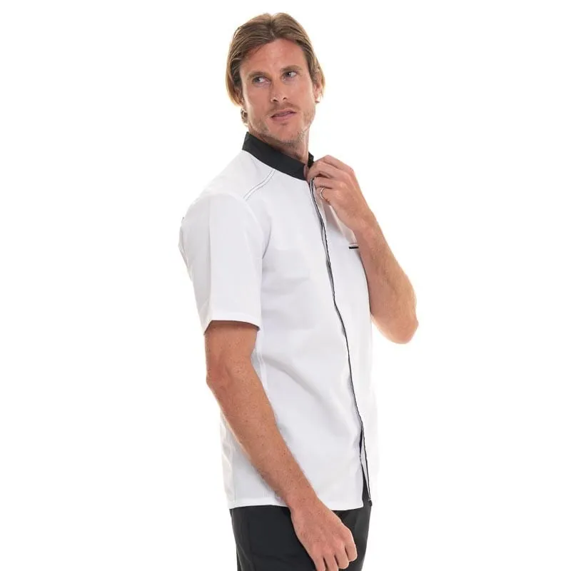 ABAX White and Black Short Sleeve Kitchen Coat - ROBUR