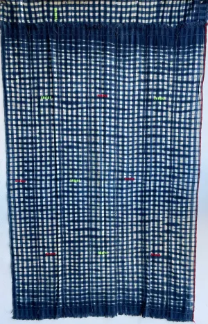 African Vintage Baule Indigo, Blue Striped Cotton Textile Fabric, Home Decor Upholstery