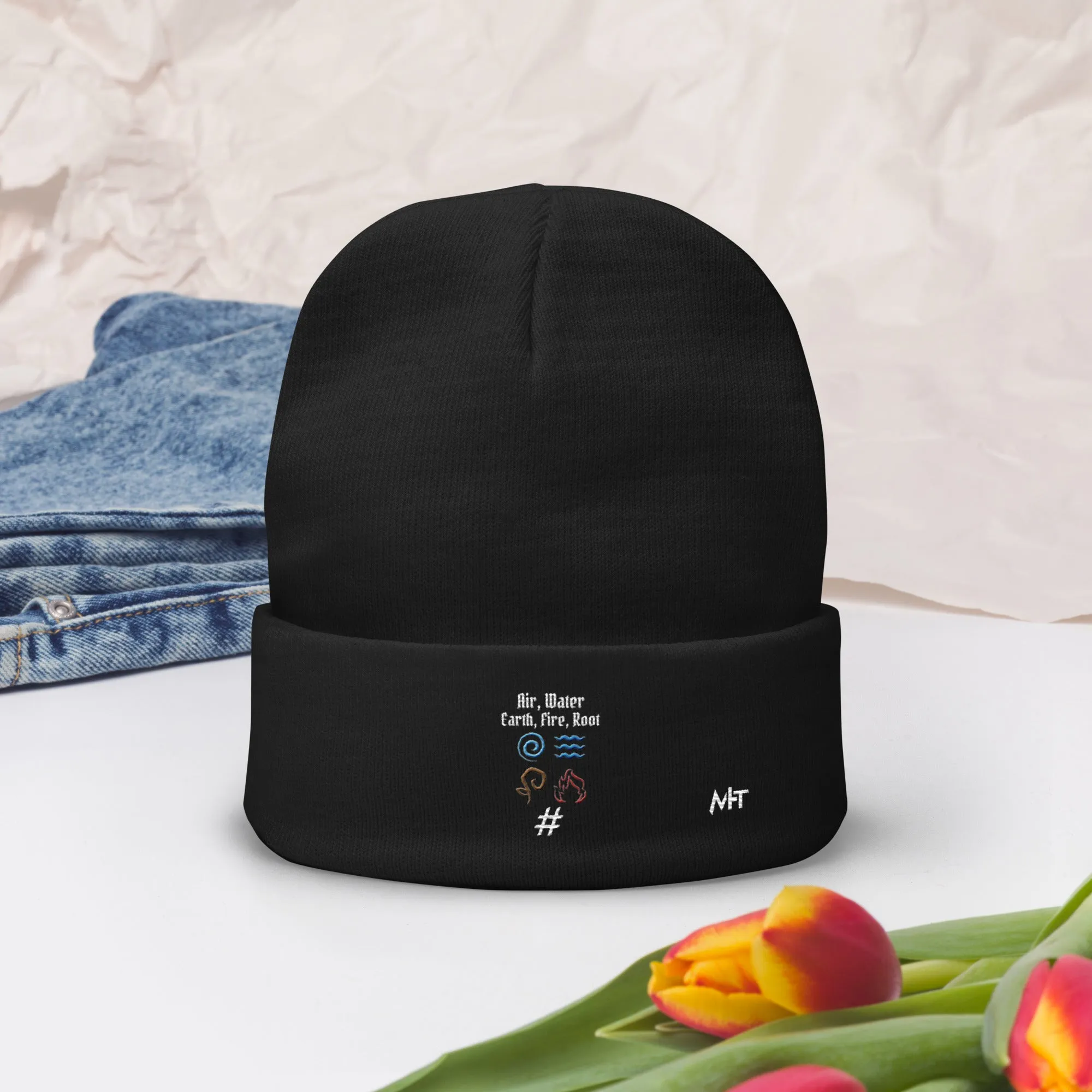 Air, Water, Earth, Fire, Root - Embroidered Beanie