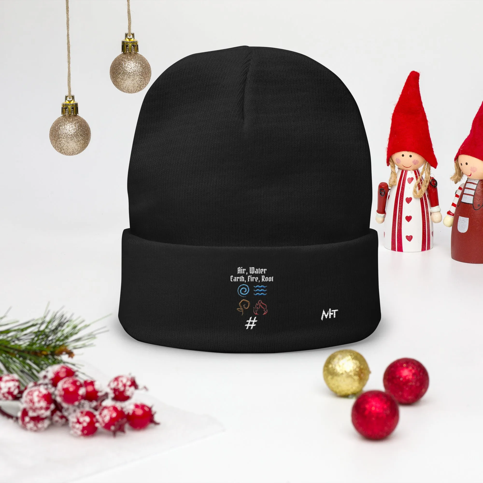 Air, Water, Earth, Fire, Root - Embroidered Beanie