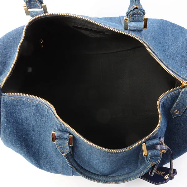 Chanel Around 1997 Made Denim Cc Mark Stitch Charm 2Way Boston Bag Indigo