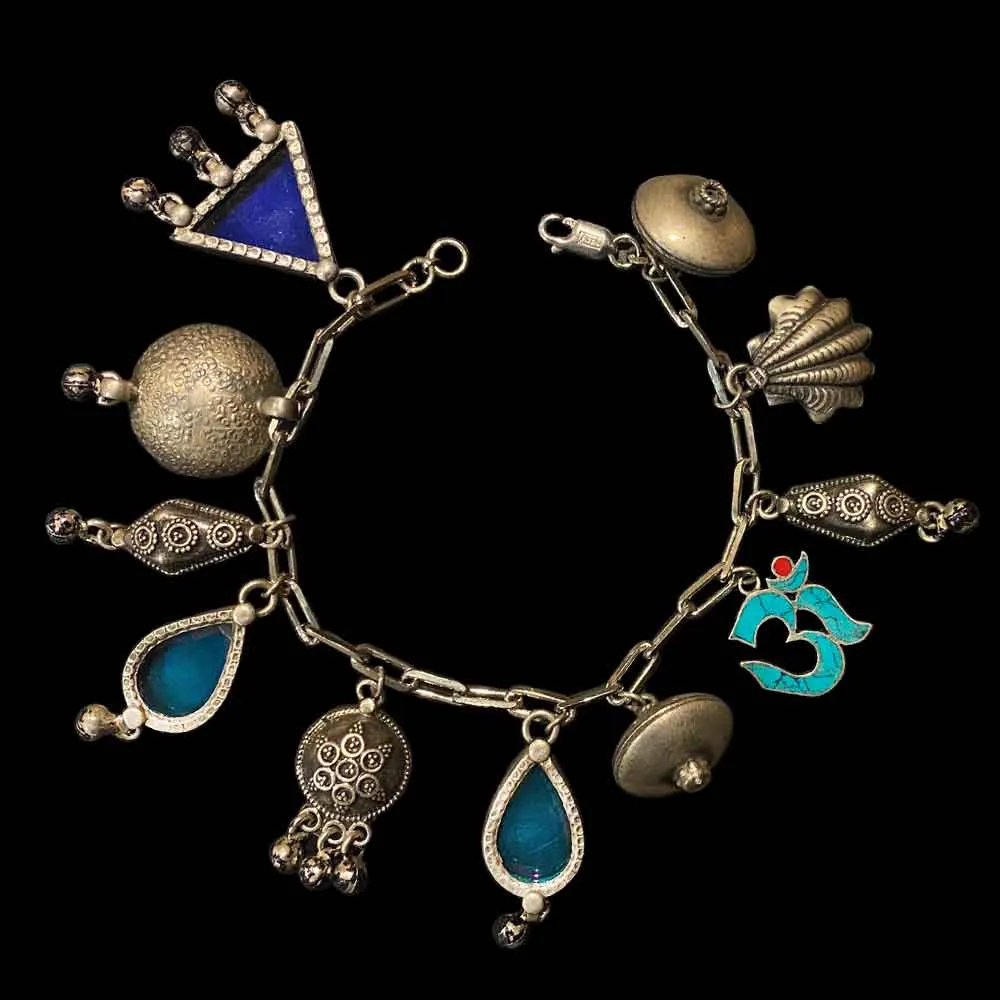 Colored Glass Charms Bracelet