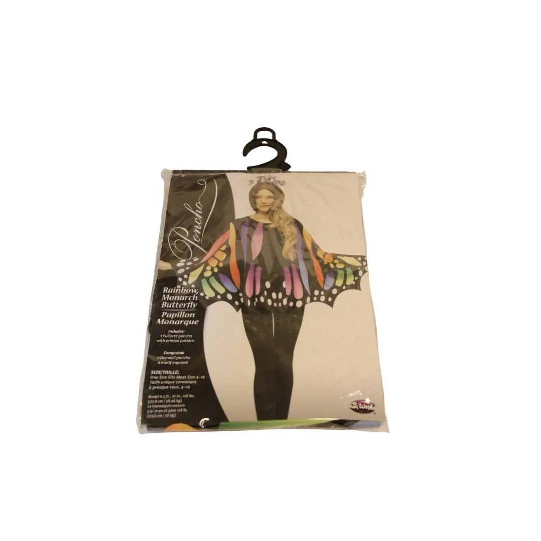 Costume femme poncho papillon arc-en-ciel