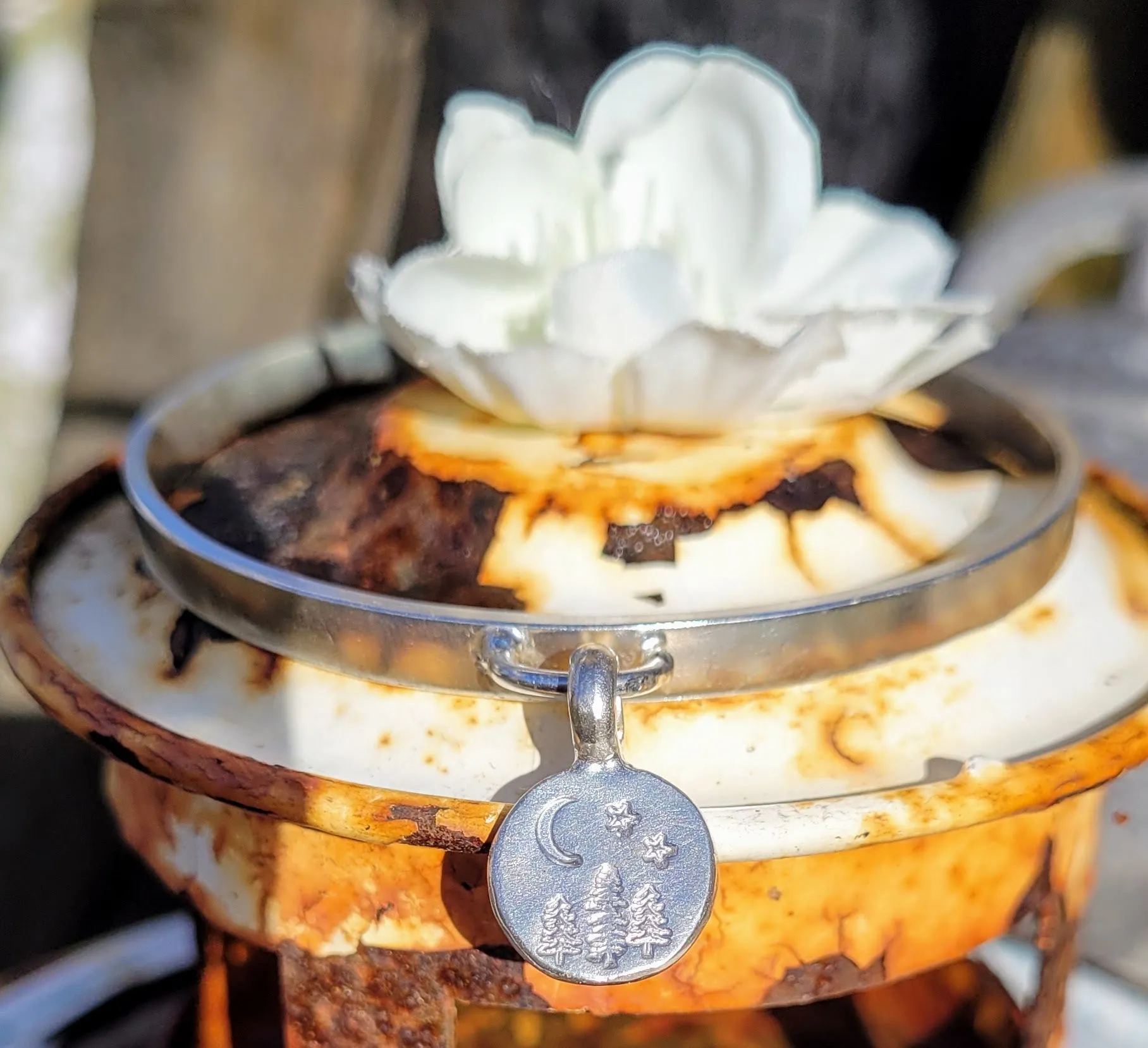 Forest by Moonlight Chunky Stamped Charm Bangle