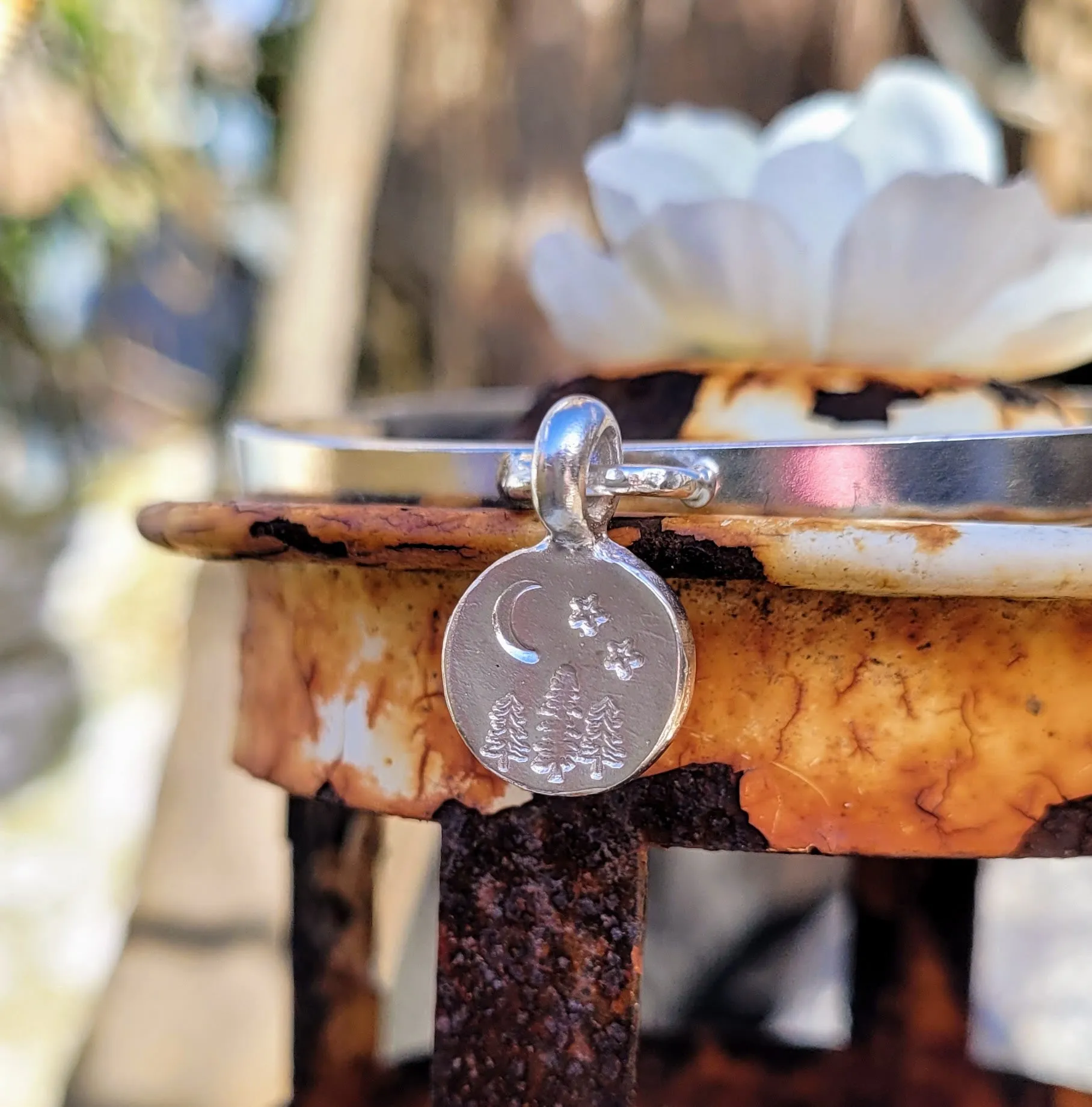 Forest by Moonlight Chunky Stamped Charm Bangle