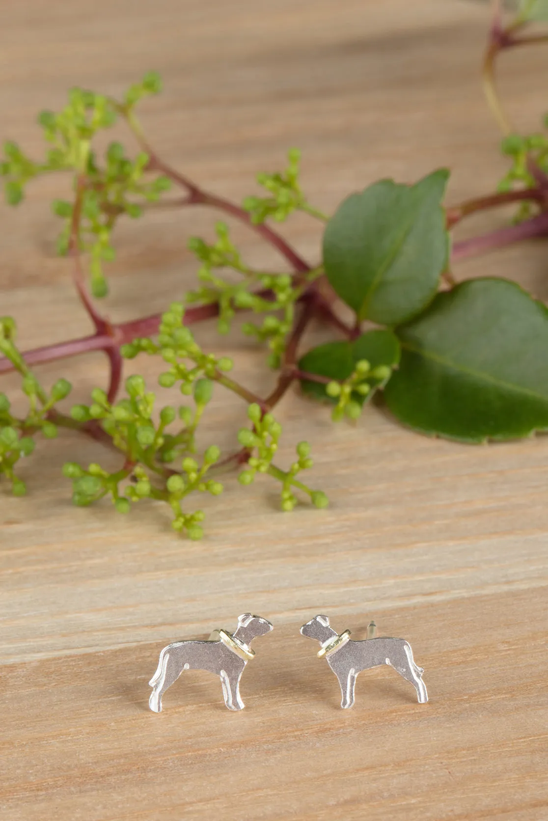 Handcrafted Staffordshire Bull Terrier Stud Earrings