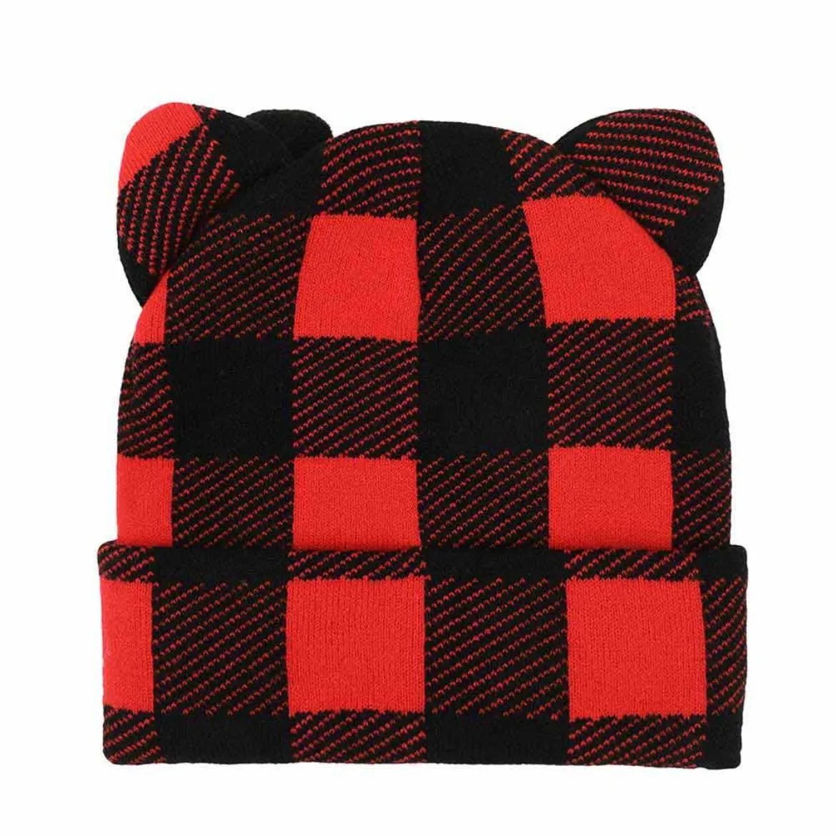 Hello Kitty Knit Red Plaid Beanie