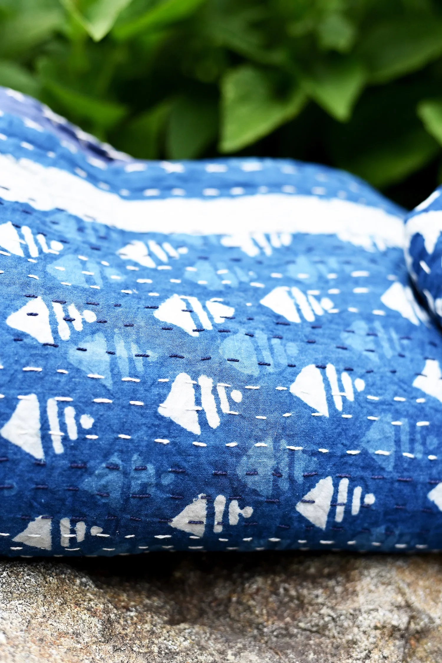 Indigo Diamond Kantha Quilt