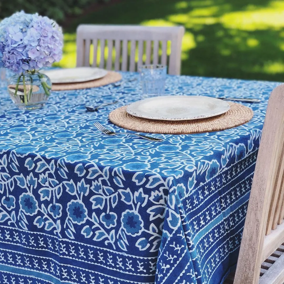 Indigo Floral Tablecloth