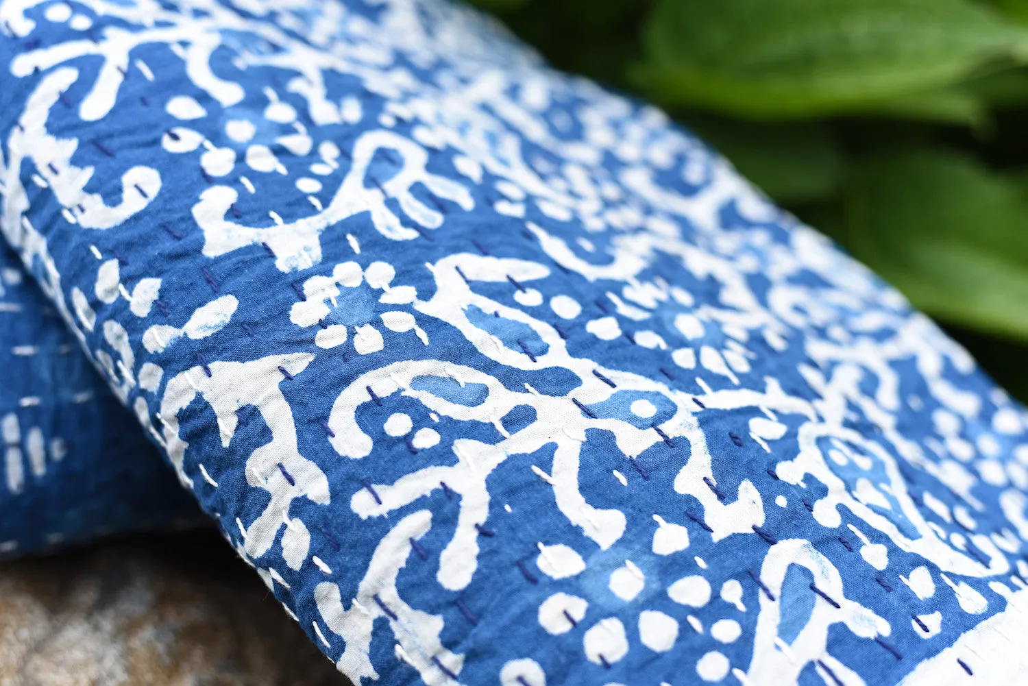 Indigo Paisley Kantha Quilt