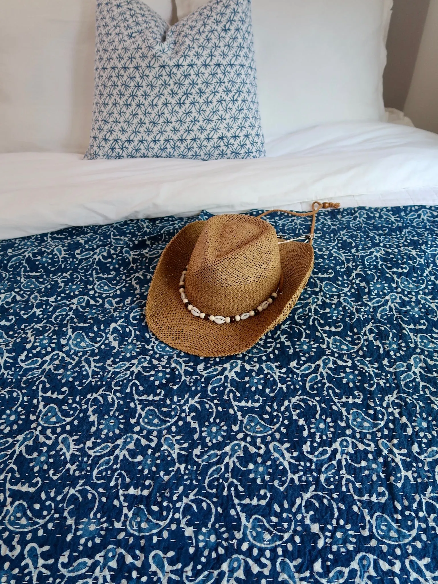 Indigo Paisley Kantha Quilt