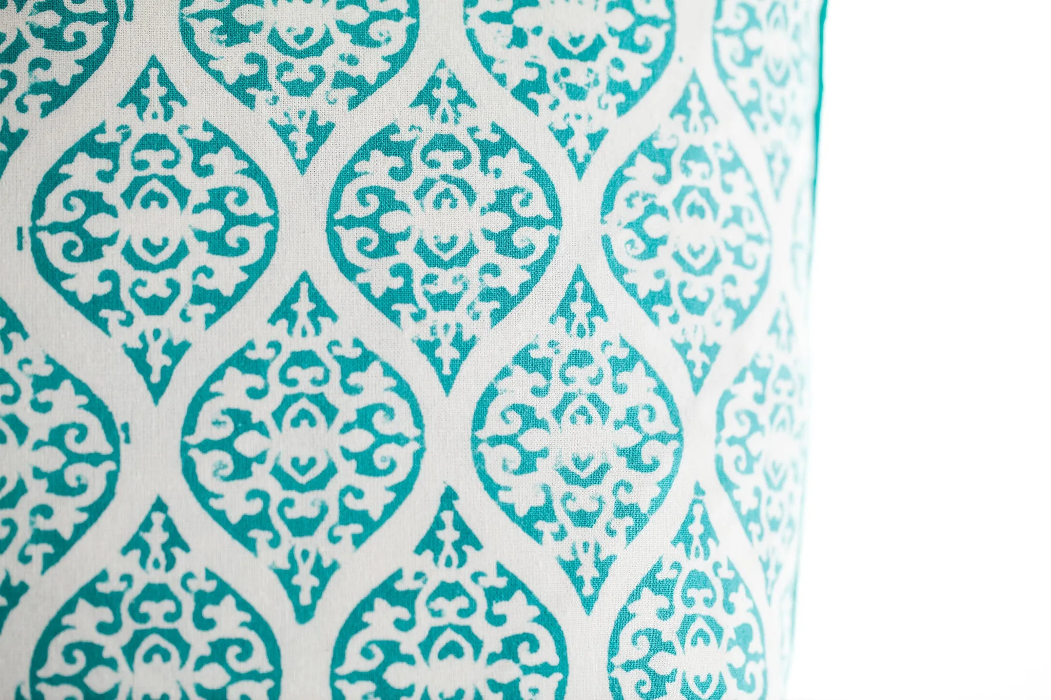 Leela Block Print Cushion, Pool Blue