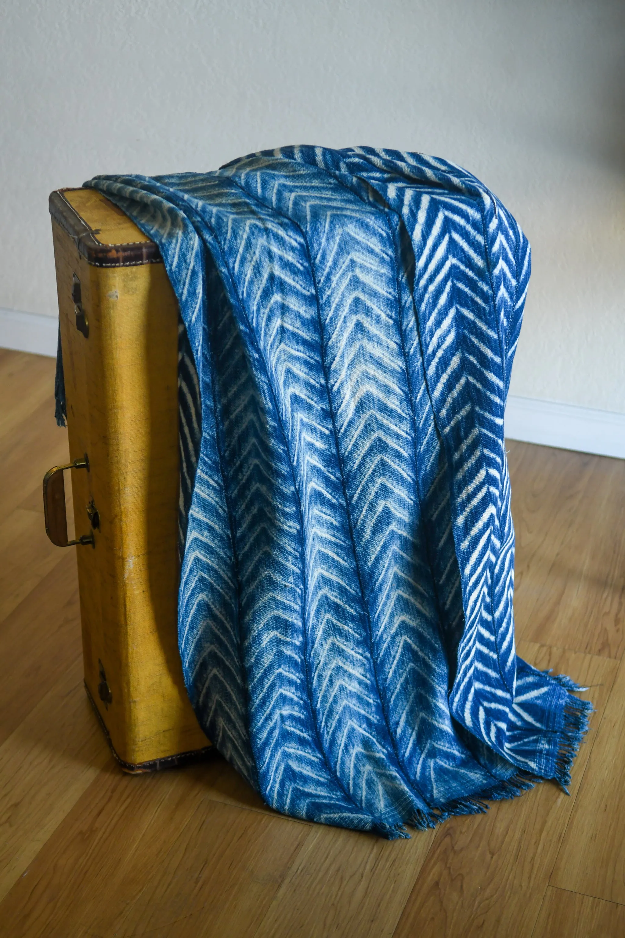 Resist Dyed Indigo, Blue White, Handwoven African Cotton Fabric, Home Decor