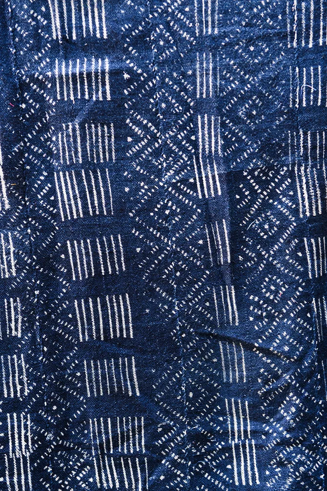 Resist Dyed Indigo Fabric, Vintage Dogon Cotton Textile
