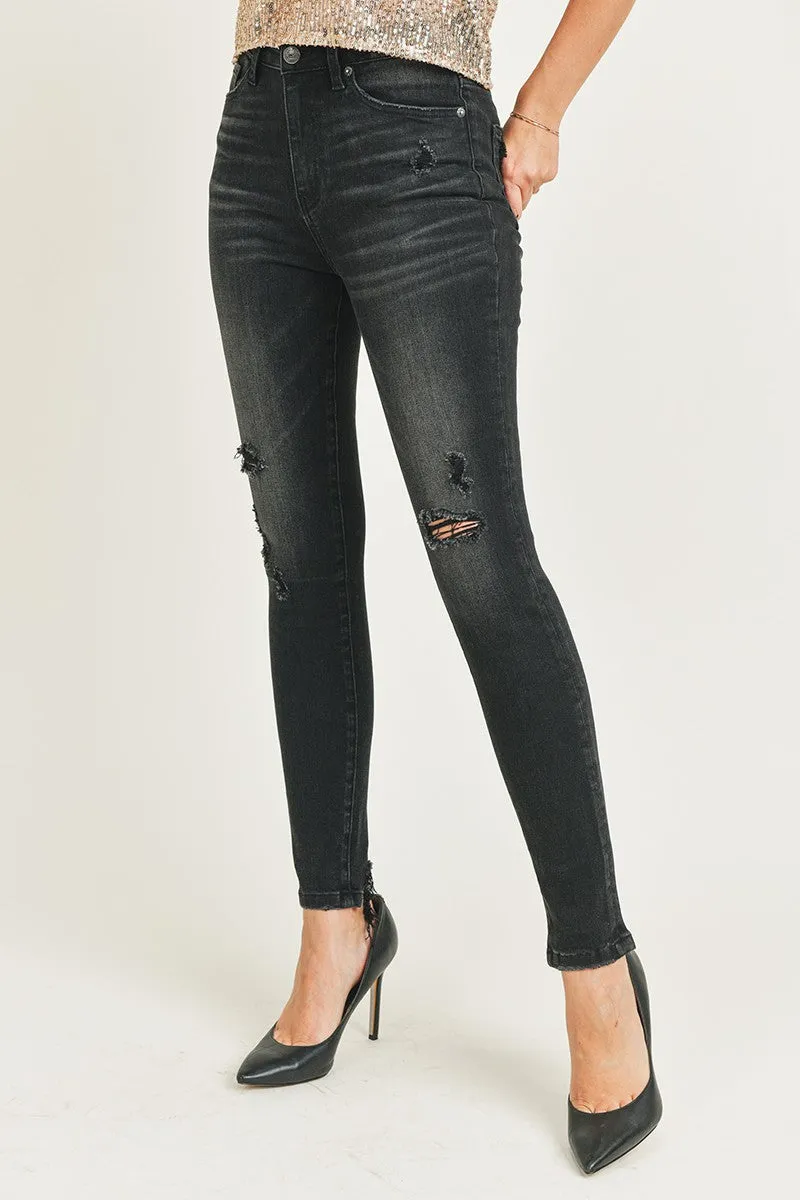 Risen Jeans - High Rise Vintage Washed Skinny Jeans - RDP1293