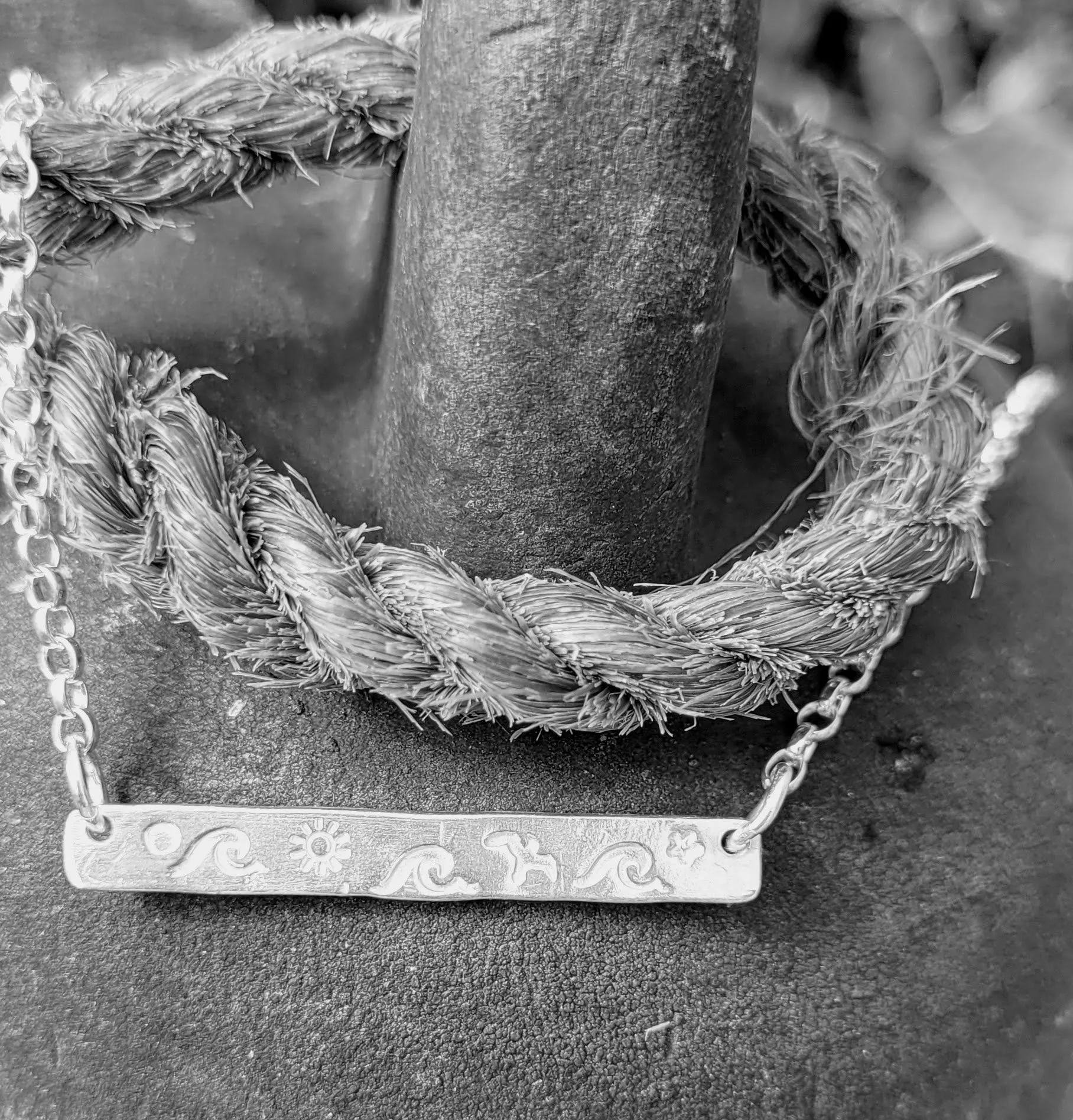 Silver 'Coastal Adventure Bar' Necklace