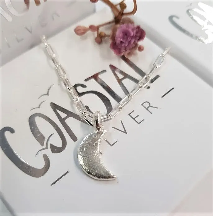 Stamped Moon Long Link Bracelet