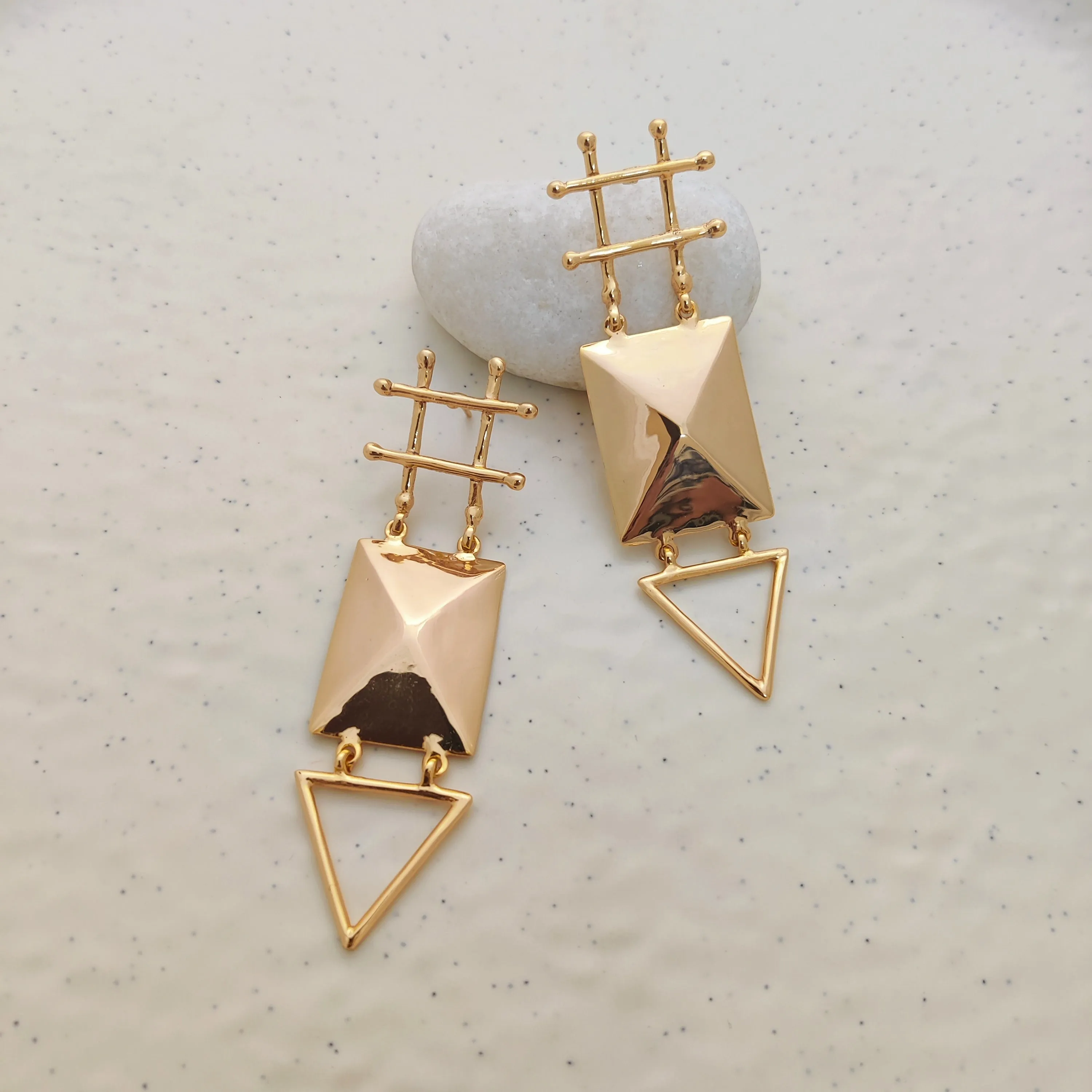 TriRect & hash Earrings
