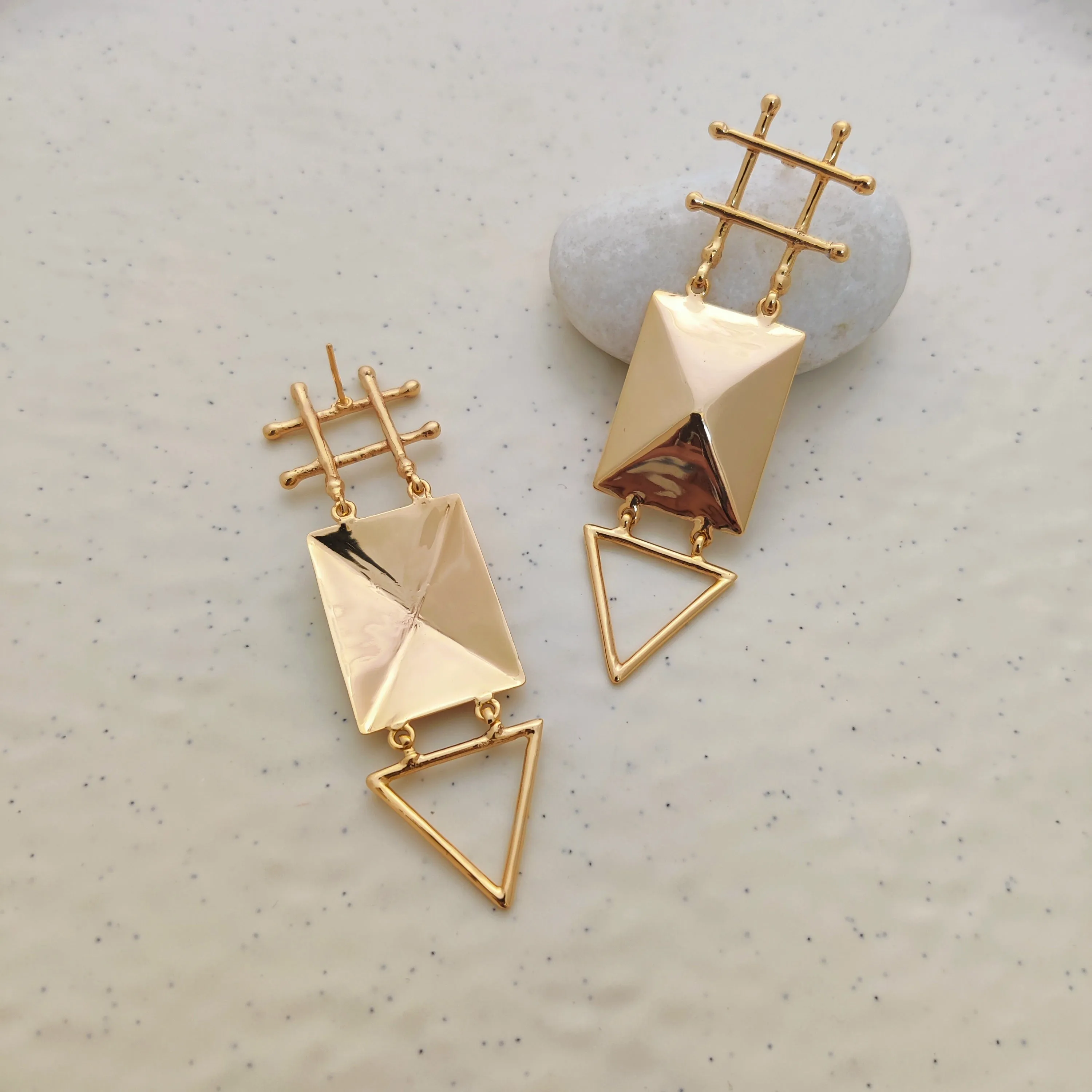 TriRect & hash Earrings