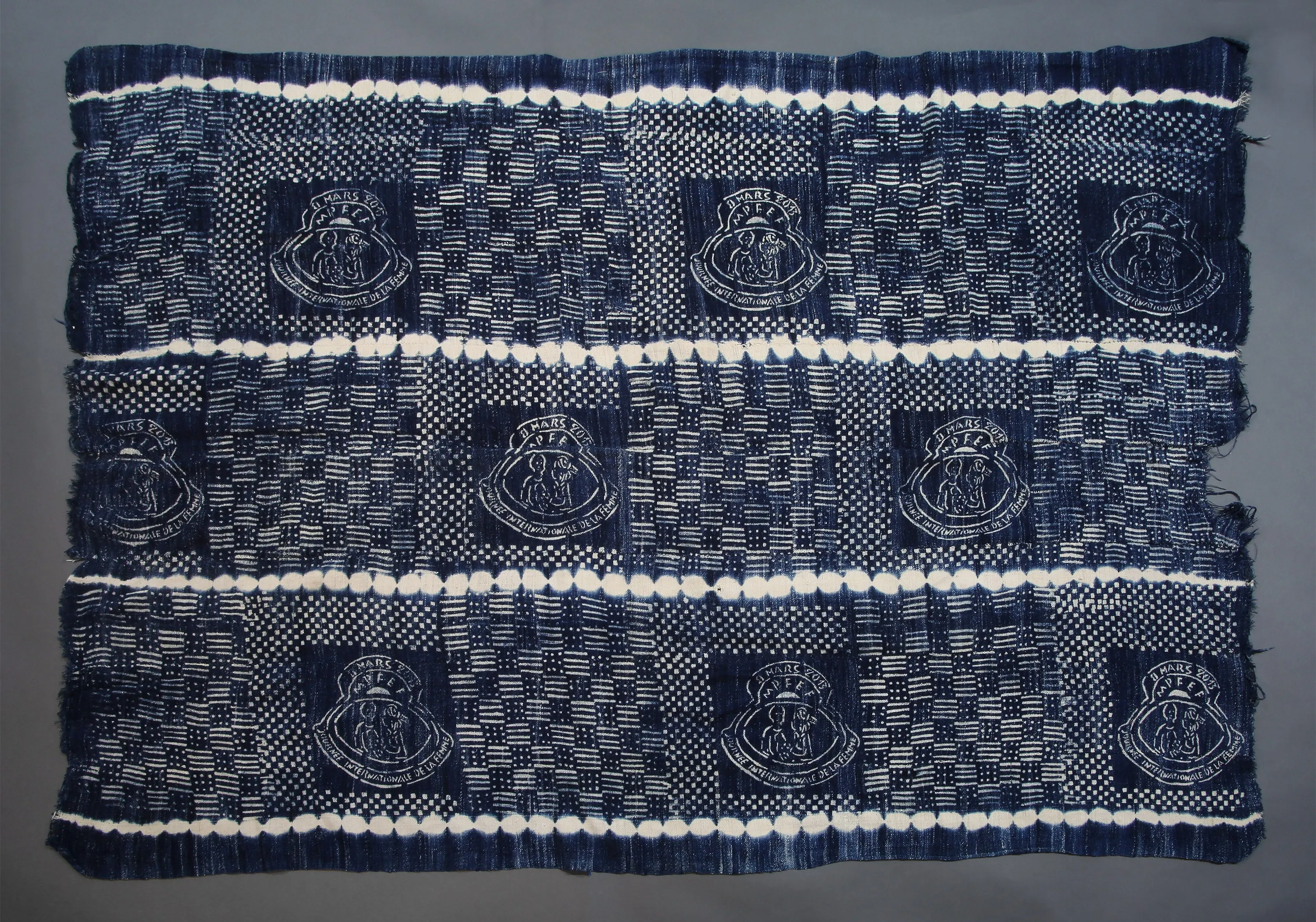 Vintage African Woven Cotton Textile,  Indigo Fabric, Resist Dyed