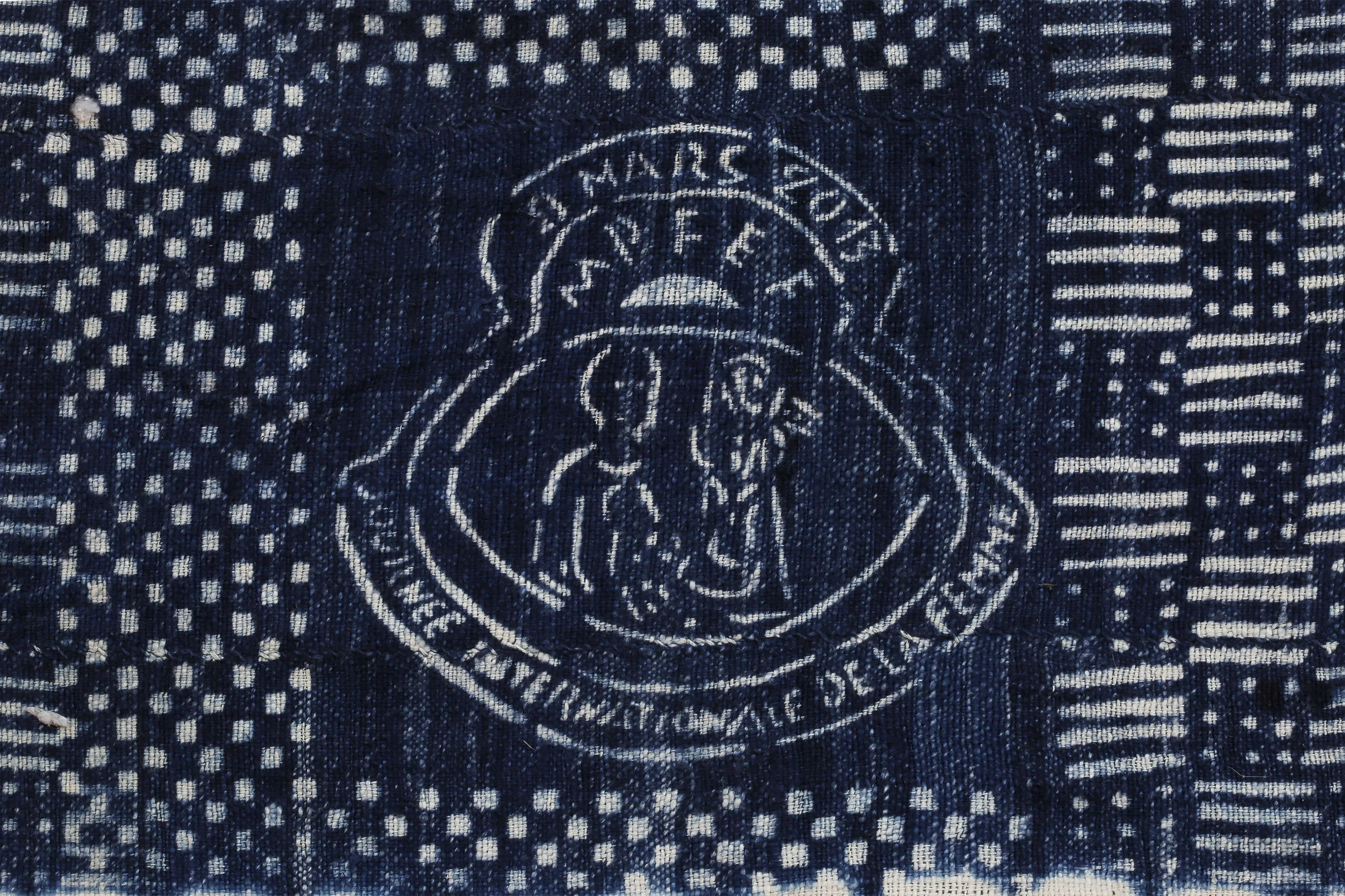 Vintage African Woven Cotton Textile,  Indigo Fabric, Resist Dyed