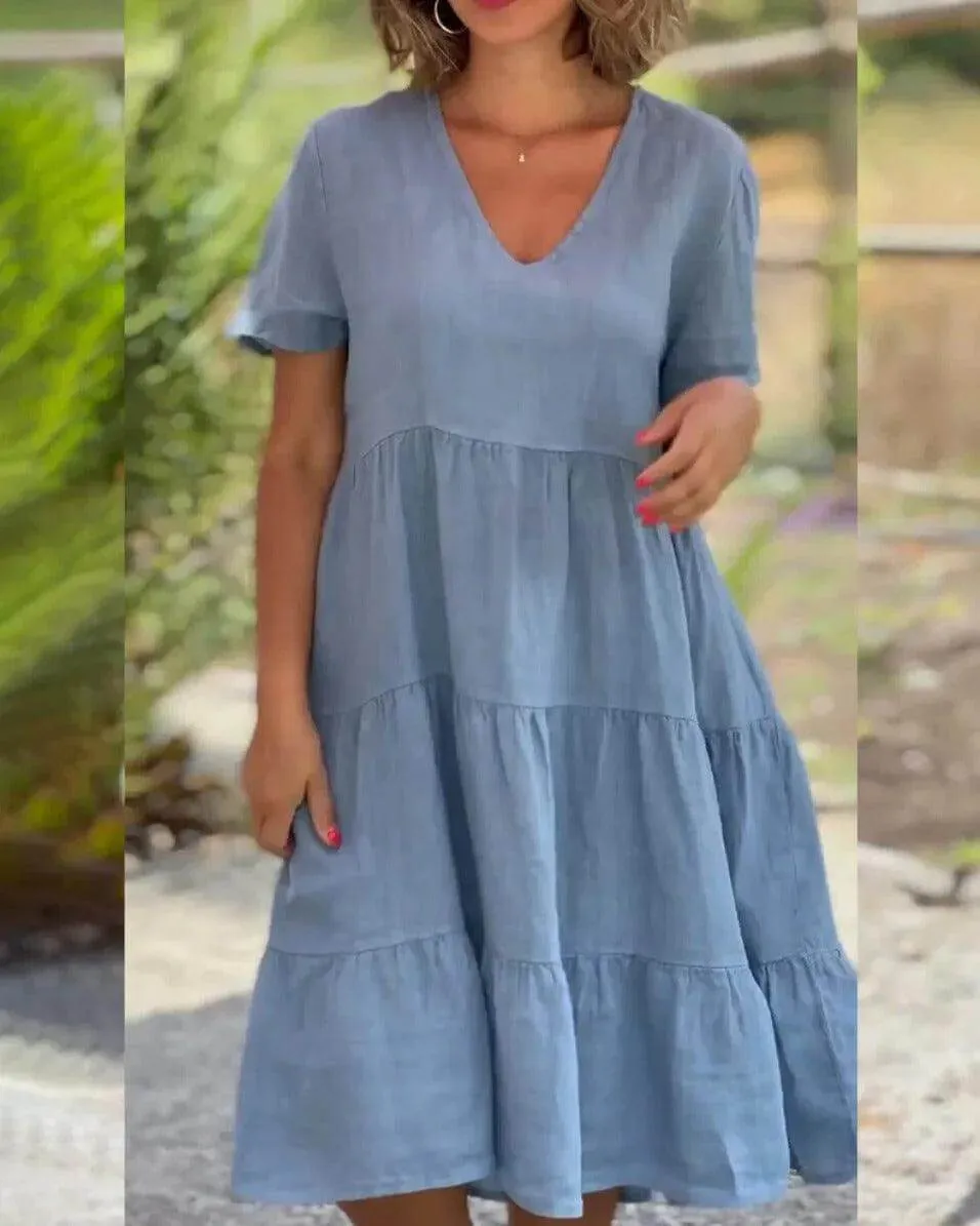 Women's Breathable Short-Sleeve Midi Dress